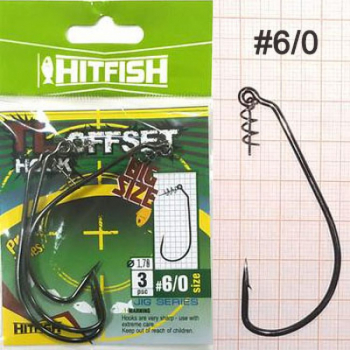 Крючок офсетный с креплением HITFISH TL Offset hook № 6/0 (3 шт.) в интернет магазине Rybaki.ru