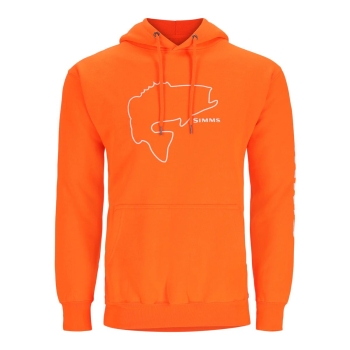 Толстовка SIMMS Bass Outline Hoody цвет neon orange в интернет магазине Rybaki.ru