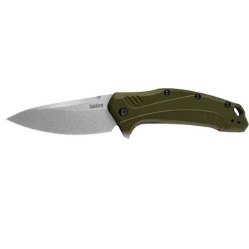 Нож складной KERSHAW Link  клинок CPM 20CV/stonewash,рукоять алюминий, цв. Олива в интернет магазине Rybaki.ru