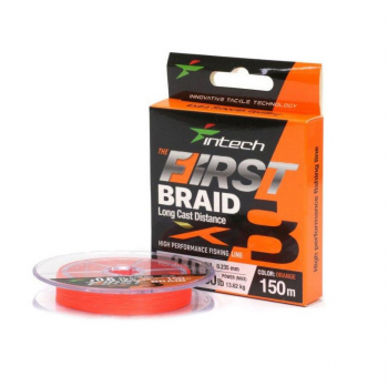 Плетенка INTECH First Braid X8 150 м цв. оранжевый 0,128 мм  в интернет магазине Rybaki.ru