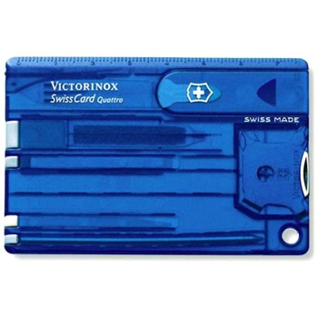 Швейцарская карточка VICTORINOX SwissCard Quattro 13 функций цв. синий полупрозрачный в интернет магазине Rybaki.ru