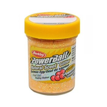 Паста форелевая BERKLEY PowerBait Natural Scent Glitter Икра цв. Персик в интернет магазине Rybaki.ru