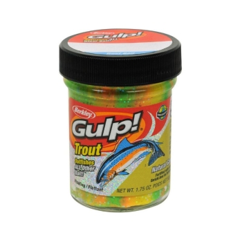 Паста форелевая BERKLEY PowerBait Gulp! Trout Dough Чеснок цв. Rainbow Candy в интернет магазине Rybaki.ru