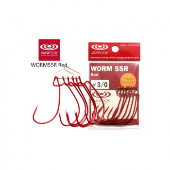 Крючок офсетный VANFOOK Worm-55R № 1/0 (7 шт.) в интернет магазине Rybaki.ru