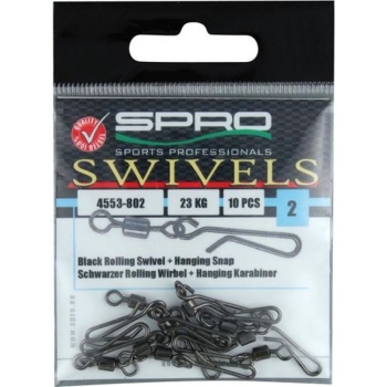 Вертлюг с застежкой SPRO Rolling Swivel Hanging Snap №02 (10 шт.)