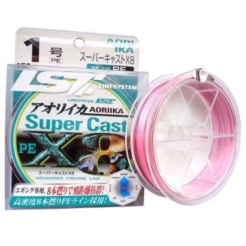 Плетенка LINE SYSTEM Eging Super Cast X8 цв. Розовый / черный 150 м #0.8 в интернет магазине Rybaki.ru