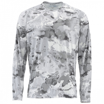 Термокофта SIMMS Solarflex LS Crewneck - Print цвет Cloud Camo Grey в интернет магазине Rybaki.ru