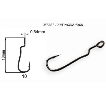 Крючок офсетный CRAZY FISH Offset Joint Worm Hook № 10 (8 шт.) в интернет магазине Rybaki.ru