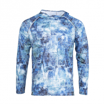 Лонгслив FHM Mark Hoodie цвет Голубой принт