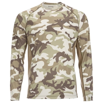 Термокофта SIMMS Solarflex LS Crewneck - Print цвет Woodland Camo Sandbar