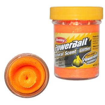 Паста BERKLEY PowerBait Natural Scent Glitter TroutBait аттр. Сыр цв. Флюоресцентный оранжевый в интернет магазине Rybaki.ru