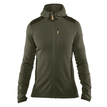 Толстовка FJALLRAVEN Keb Fleece Hoodie M цвет Laurel Green-Deep Forest в интернет магазине Rybaki.ru