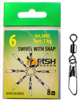 Вертлюг с застежкой FISH SEASON Safety № 14 (9 шт.)