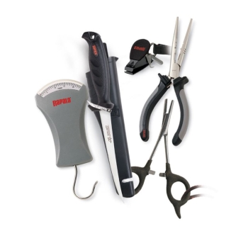 Набор инструментов RAPALA Комбо-набор 4 (плоскогубцы (16 см), щипцы (14см), безмен (11кг), нож фил. Falcon с ножнами, ремешок) в интернет магазине Rybaki.ru