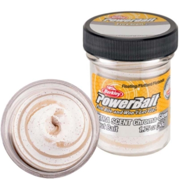 Паста форелевая BERKLEY PowerBait Extra Scent Glitter Trout Bait цв. Chroma-Glow Mallow / Red Fleck в интернет магазине Rybaki.ru