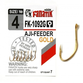 Крючок одинарный FANATIK FK-1092 AJI-Feeder Gold № 4 (7 шт.)