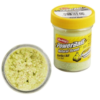 Паста BERKLEY PowerBait Natural Scent Glitter TroutBait аттр. Чеснок цв. Блестящий в интернет магазине Rybaki.ru
