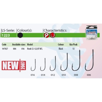 Крючок одинарный GAMAKATSU LS-1223F Ring Eye SERIE (13 шт.) № 10 black в интернет магазине Rybaki.ru
