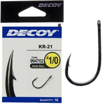 Крючок одинарный DECOY Kr-21 № 3 Black Nickeled (10 шт.) в интернет магазине Rybaki.ru