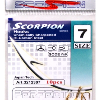 Крючок одинарный SIWEIDA Scorpion Sode № 14 Gold W/Ring (10 шт.)