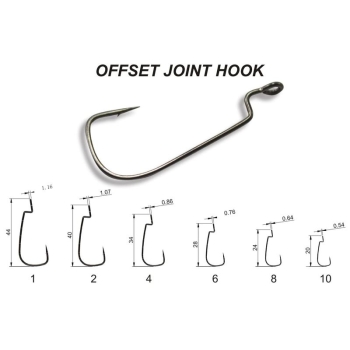 Крючок офсетный CRAZY FISH Offset Joint Hook № 1 (10 шт.) в интернет магазине Rybaki.ru