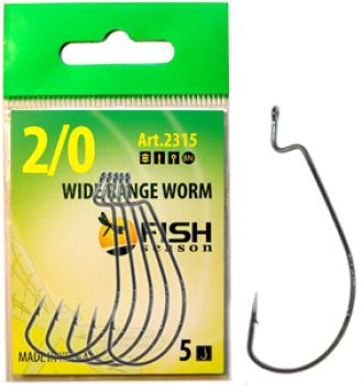 Крючок офсетный FISH SEASON Wide Range Worm покрытие BN № 4/0 (5 шт.) в интернет магазине Rybaki.ru