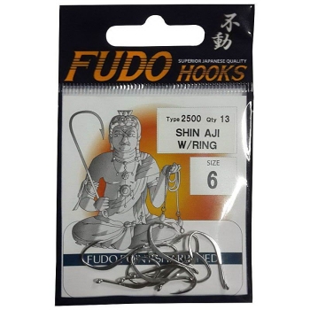 Крючок одинарный FUDO 2502 Shin-Aji с кольцом № 6 GD (11 шт.) в интернет магазине Rybaki.ru
