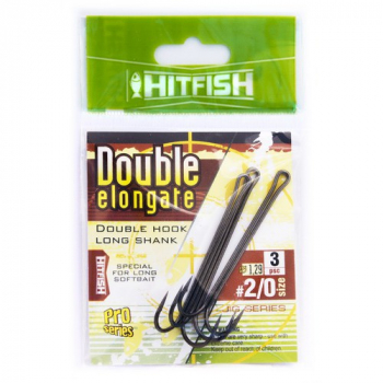 Крючок двойной HITFISH Double Elongate Hook With Long Shank № 1 (4 шт.) в интернет магазине Rybaki.ru