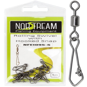 Вертлюг с карабином NORSTREAM Rolling swivel with hooked snap (10 шт.) № 5