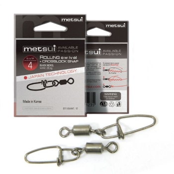 Вертлюг с застежкой METSUI Rolling Swivel With Crosslock Snap цв. black № 5 (12 шт.)
