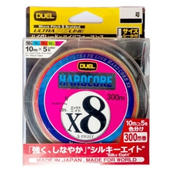 Плетенка DUEL PE Hardcore X8 300 м 5Color 0,270 мм в интернет магазине Rybaki.ru