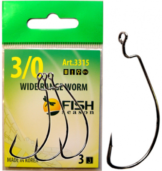 Крючок офсетный FISH SEASON Wide Range Worm с большим ухом № 3/0 (3 шт.) в интернет магазине Rybaki.ru