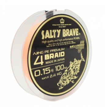 Плетенка SQUID MANIA Salty Brave Ajing PE Premium 4 Braid 100 м цв. оранжевый #0.1 в интернет магазине Rybaki.ru
