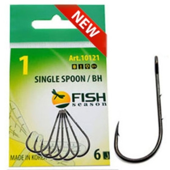 Крючок одинарный FISH SEASON Single Spoon BH с большим ухом № 1 (6 шт.) в интернет магазине Rybaki.ru